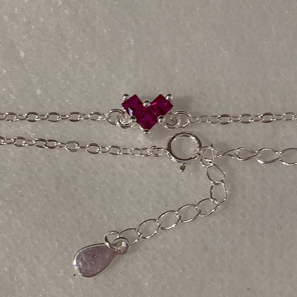 NWOT - Tibetin Silver Mini Heart Pink Crystal Necklace, Earrings & Bracelet Set - Picture 11 of 16